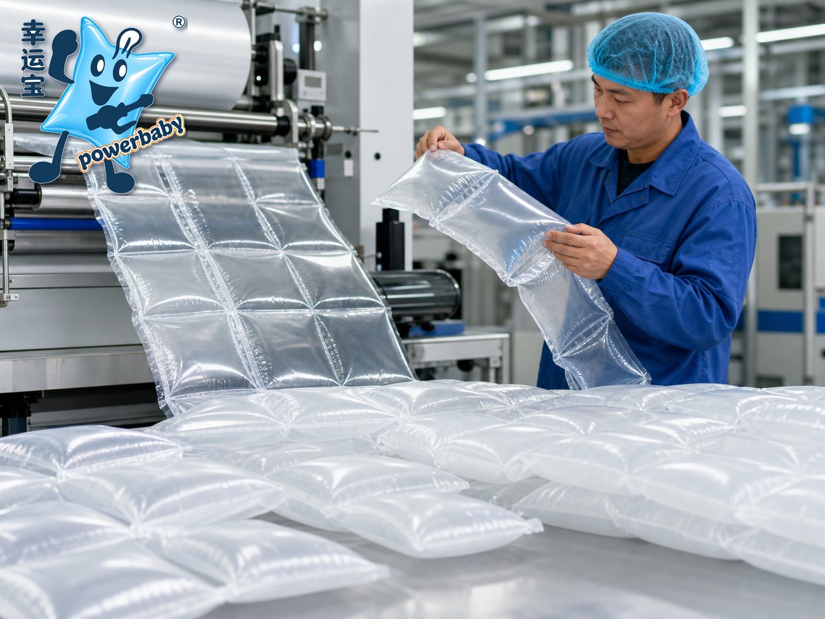 Luckypack air pillow production and inflation inspection